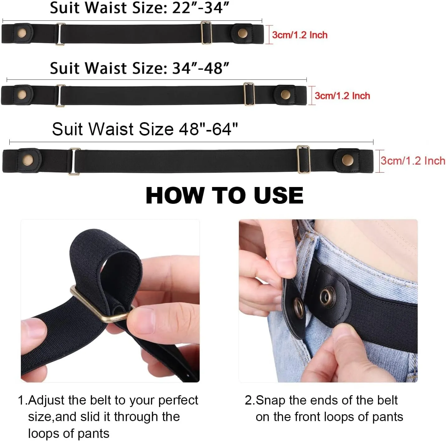 SUOSDEY No Buckle Invisible Stretch Belts for Men/Women Belt for Jeans pants No Hassle,No Bugle