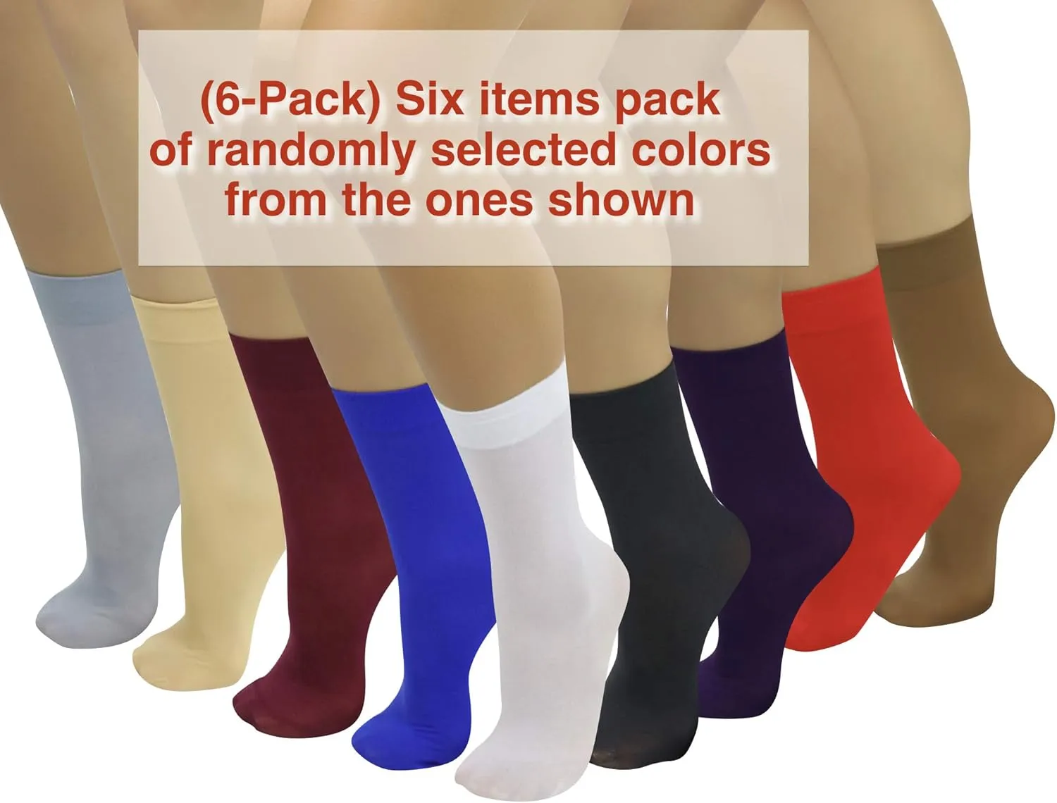 ToBeInStyle Womens Pack of 6 Trouser Solid Print Anklet Socks