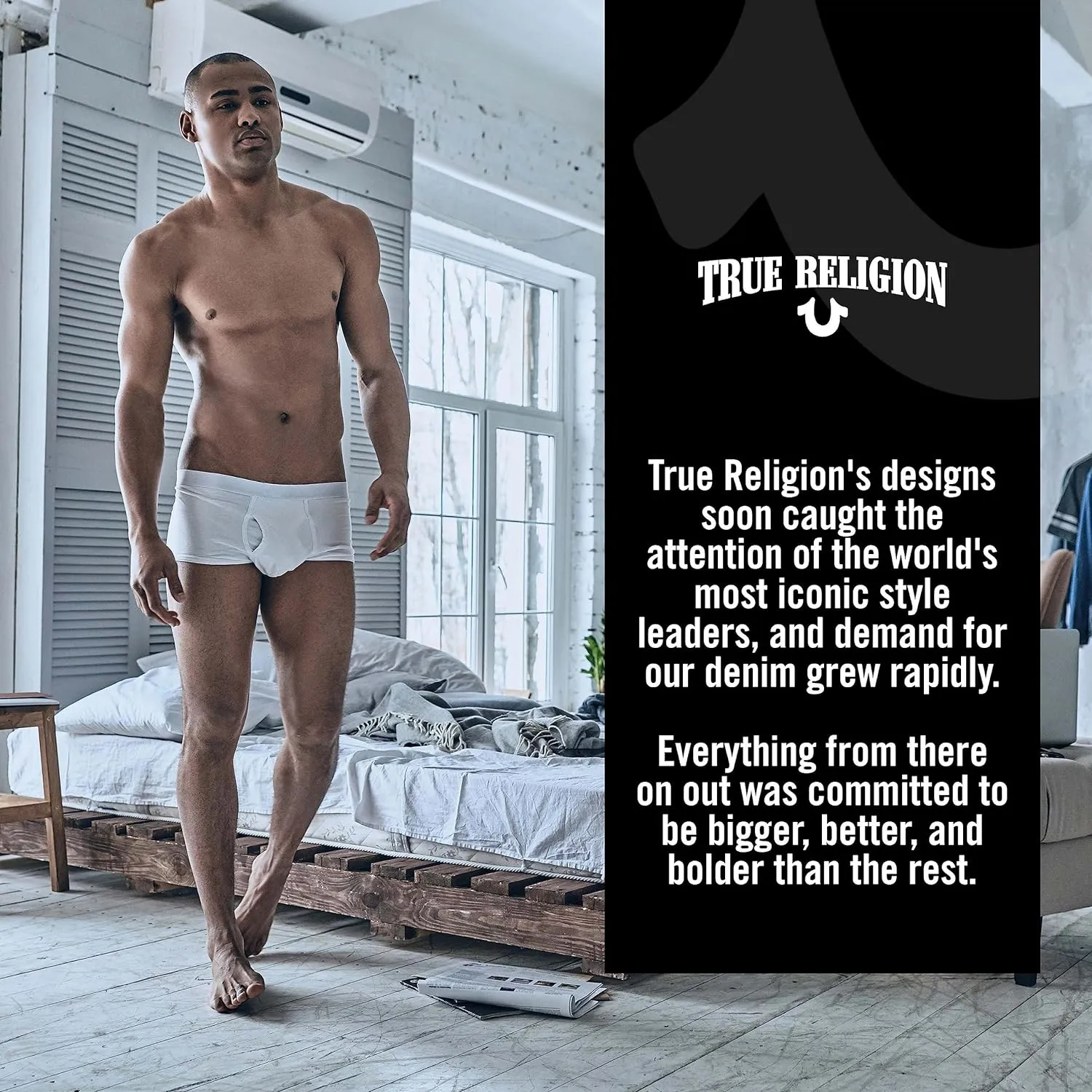 True Religion Cotton Stretch Mens Boxer Briefs, Mens Underwear Pack of 5