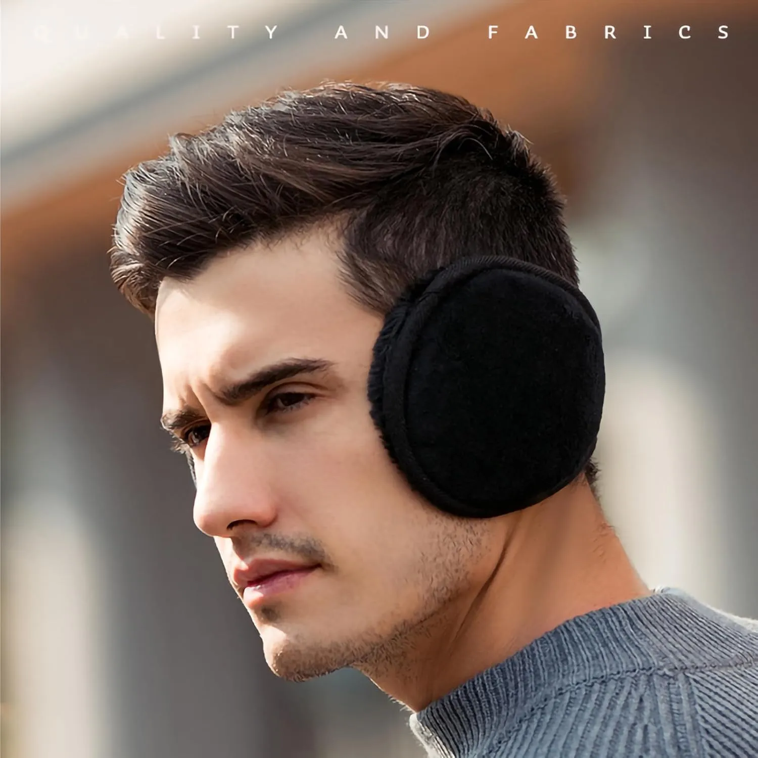 Winter Men Earmuffs, Big Size Foldable Polar Fleece Ear Warmers Women Adjustable Ear Muffs for Outdoor Activities