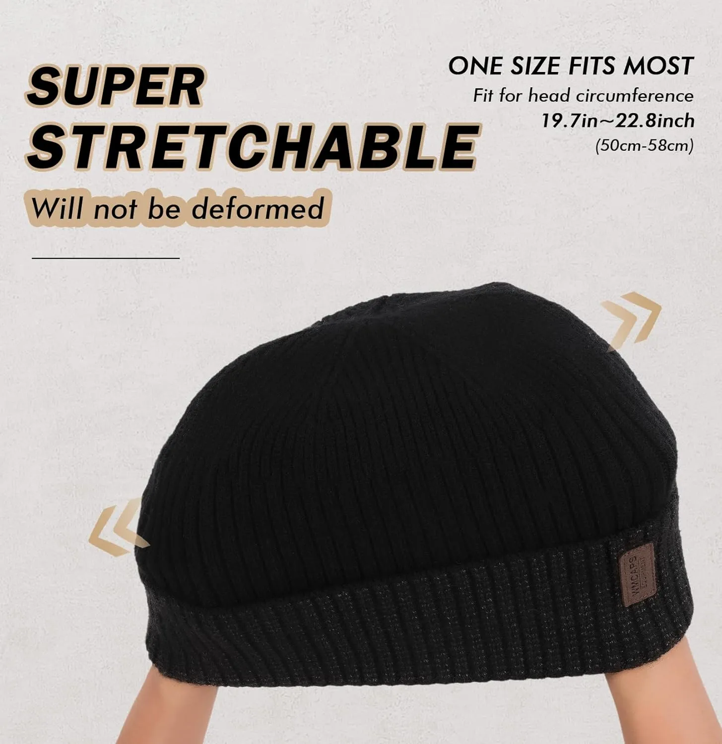 Wmcaps Warm Beanie for Men Women, Fleece Lined Beanie Warm Winter Caps Unisex Fashion Knit Cuffed Cap