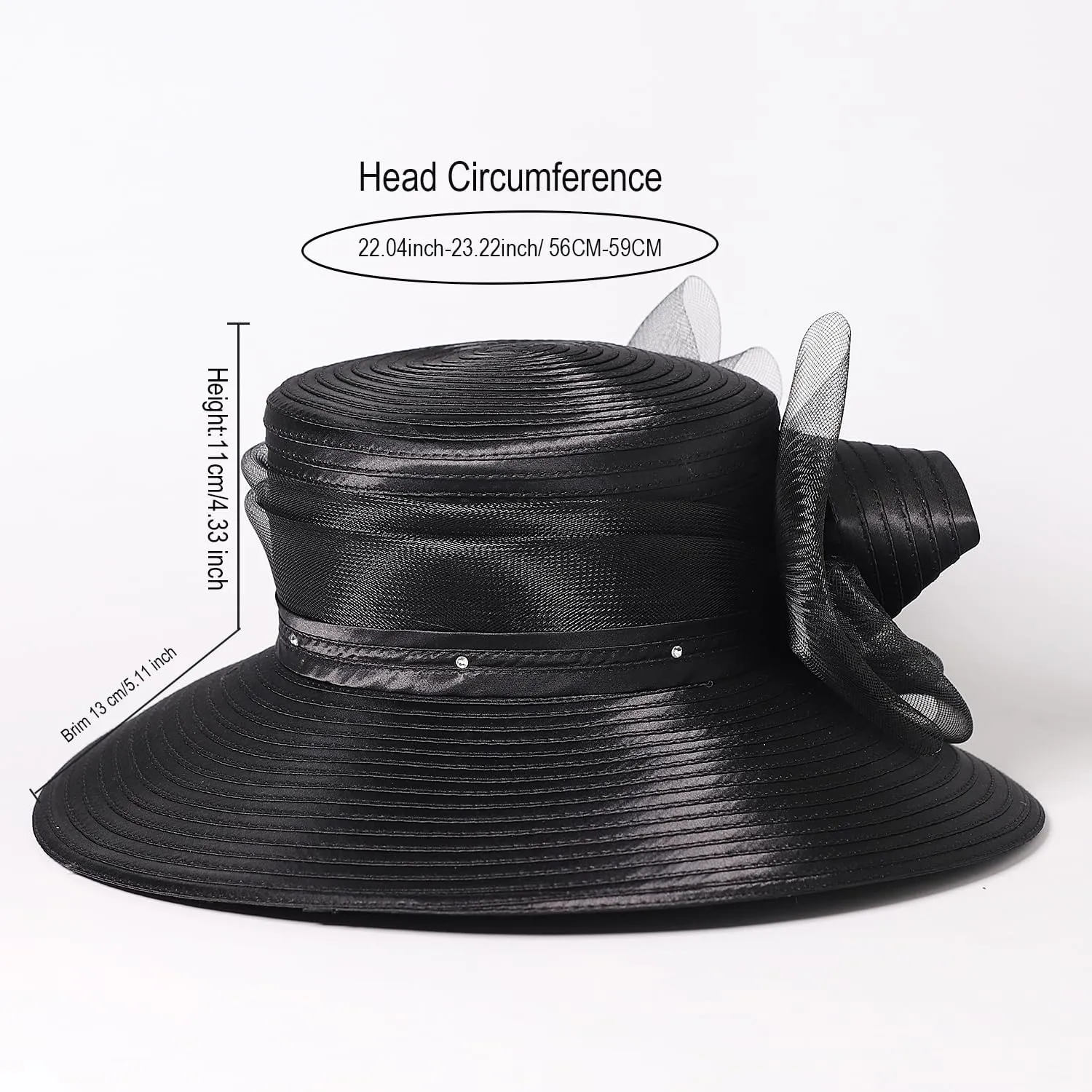 Women Derby Church Dress Fascinator Wide Brim Hats 1920s Vintage Tea Party Wedding Cloche Bowler Hats