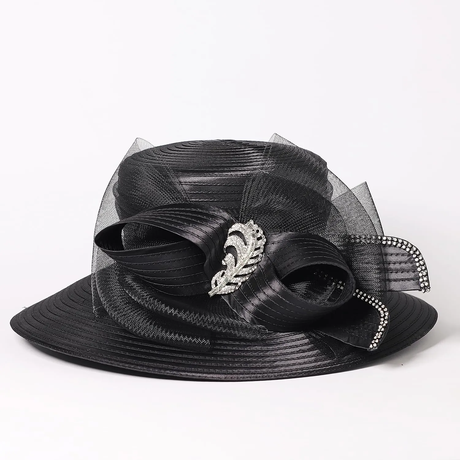 Women Derby Church Dress Fascinator Wide Brim Hats 1920s Vintage Tea Party Wedding Cloche Bowler Hats