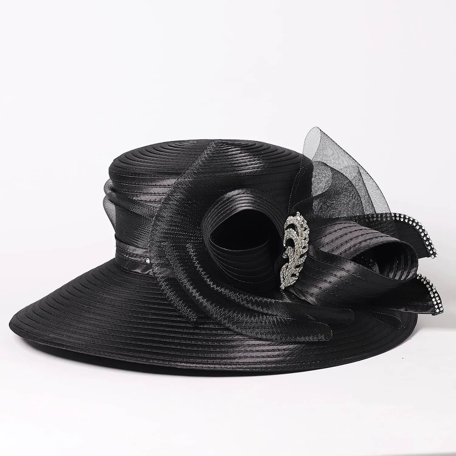 Women Derby Church Dress Fascinator Wide Brim Hats 1920s Vintage Tea Party Wedding Cloche Bowler Hats