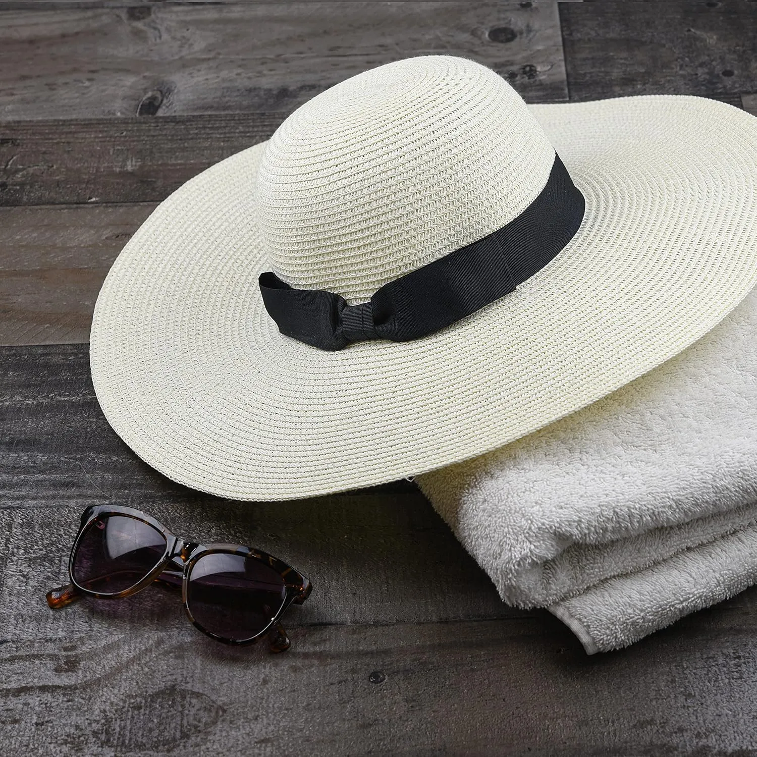 Women Floppy Sun Hat with Wide BrimFoldable Roll-Up Straw Beach Hat UPF 50