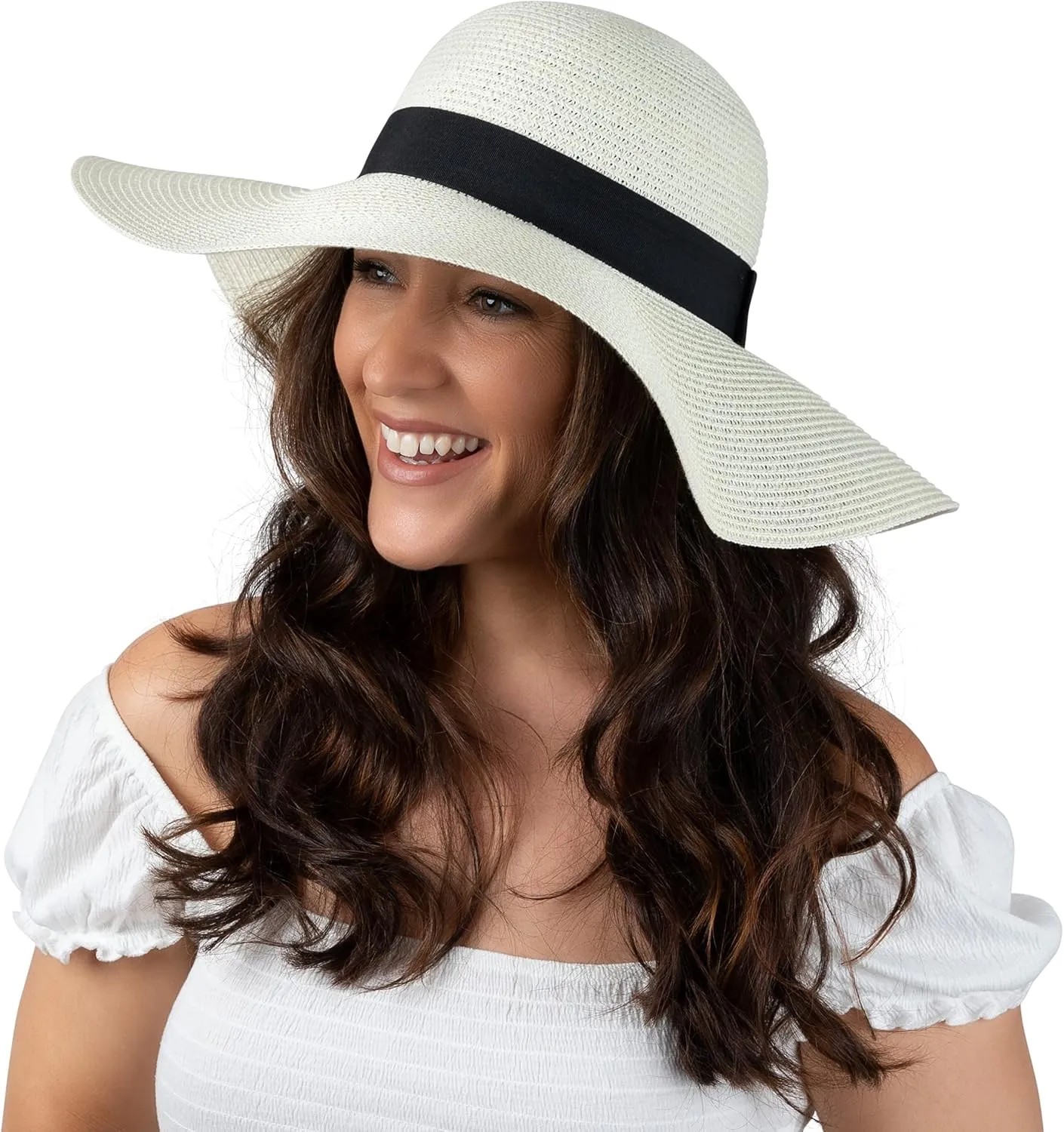 Women Floppy Sun Hat with Wide BrimFoldable Roll-Up Straw Beach Hat UPF 50