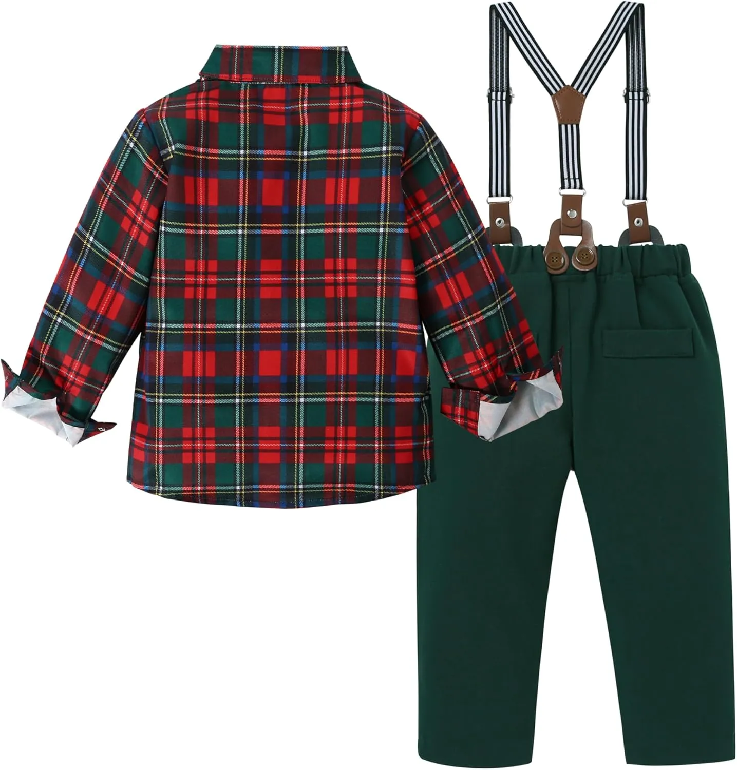 ZOEREA Toddler Baby Boy Suit Clothes Gentleman Wedding Outfits Long Sleeve Dress Shirt   Suspender Pants   Bowtie 1-5T