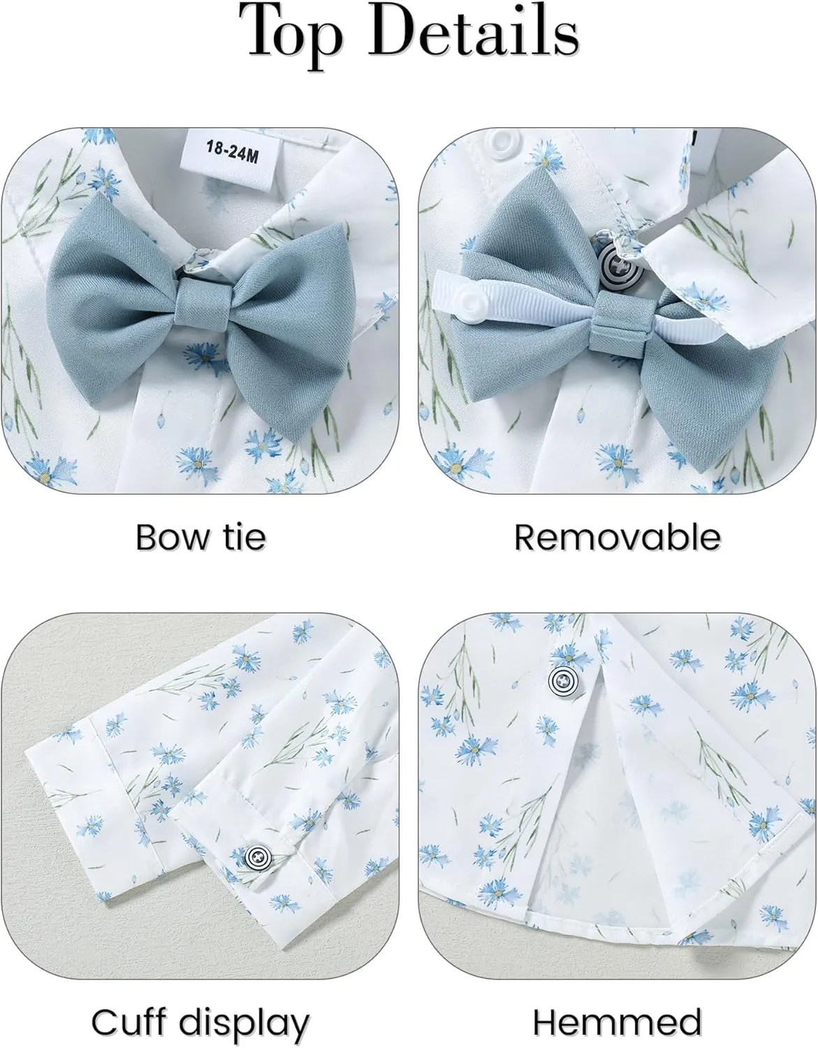 ZOEREA Toddler Baby Boy Suit Clothes Gentleman Wedding Outfits Long Sleeve Dress Shirt   Suspender Pants   Bowtie 1-5T